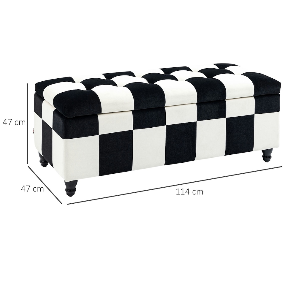 image 1 of HOMCOM 114 x 47 x 47cm Velvet Storage Ottoman, Button-tufted Footstool