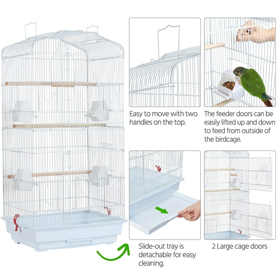 image 1 of Yaheetech 104.5 cm Tall Open Top Metal Birdcage Parrot Cage White