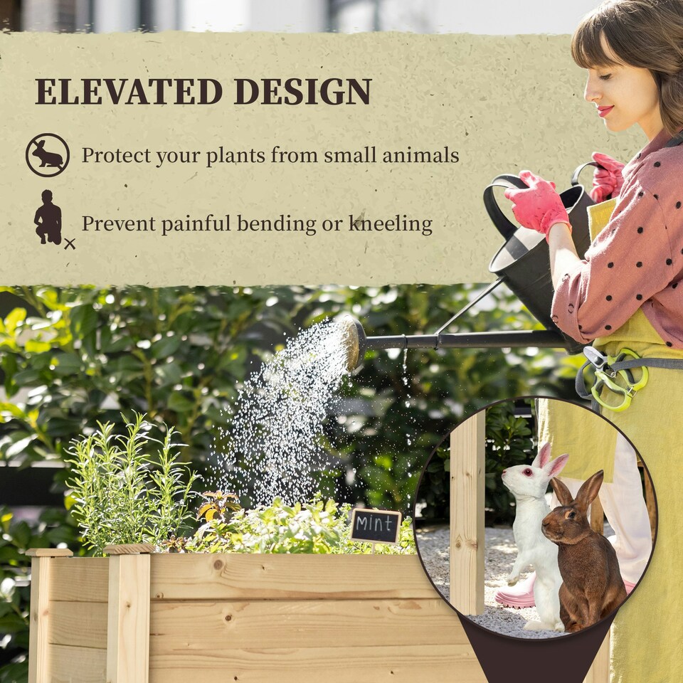 image 1 of Outsunny Garden Wooden Planter Flower Raised Bed Herb Grow Box Container
