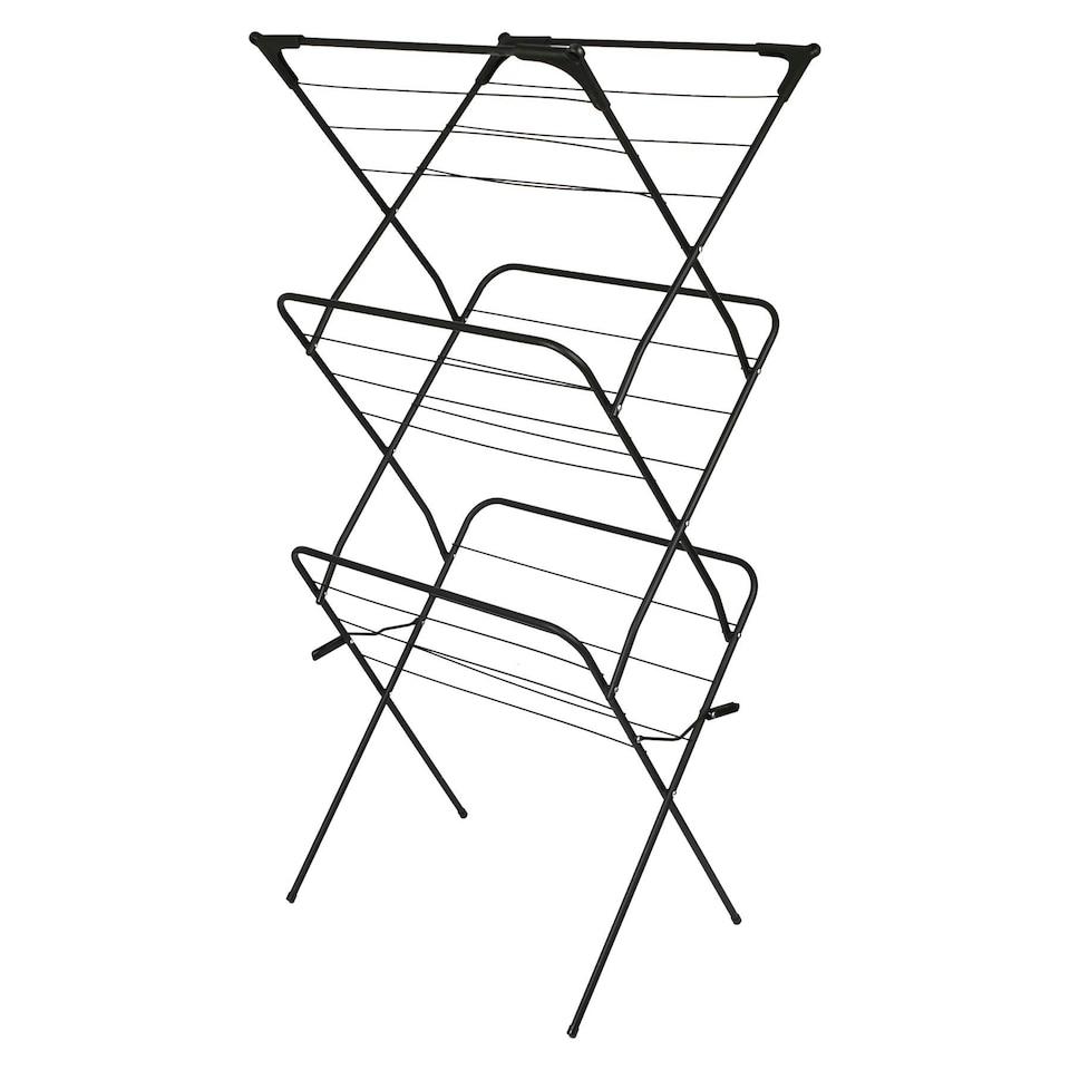 image 1 of Harbour Housewares Foldable Clothes Airer - 3 Tier - Black