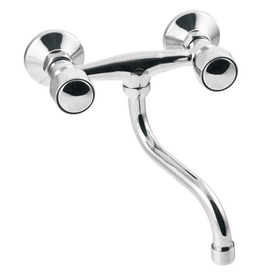 image 1 of Kitchen Bathroom Wall Mounted Cold/Hot Water Tap Single Lever 20cm Spout