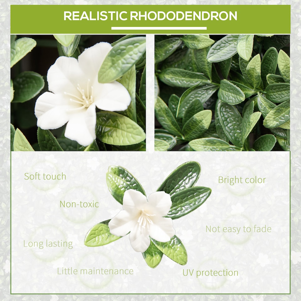 image 1 of Outsunny 12PCS Artificial Boxwood Panel Faux Rhododendron Greenery Backdrop