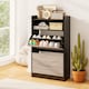 image 5 of COSTWAY Slim Hidden Narrow Shoe Organizer Cabinet with Open Storage-Black