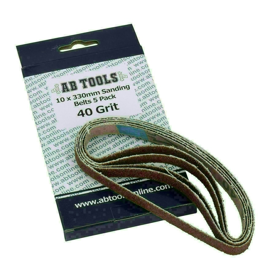 image 1 of Belt Power Finger File Sander Abrasive Sanding Belts 330mm x 10mm 40 Grit 10 PK