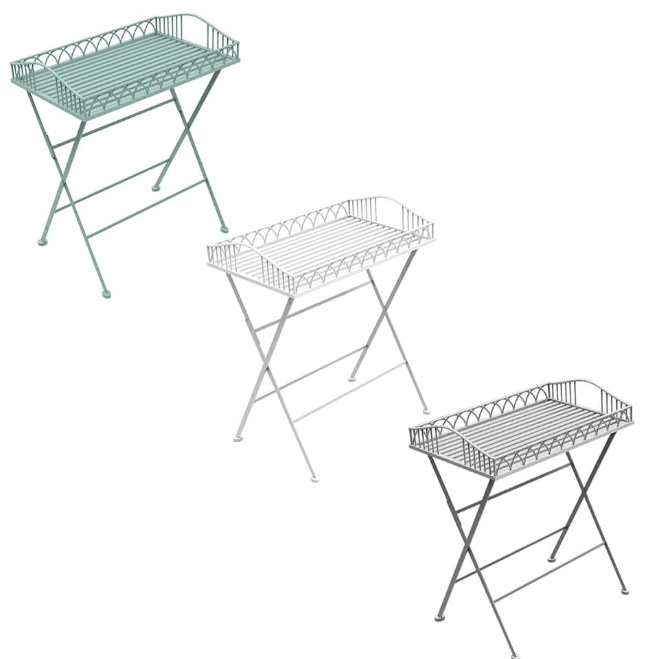 image 1 of Charles Bentley Wrought Decorative Iron Garden Side Table - White