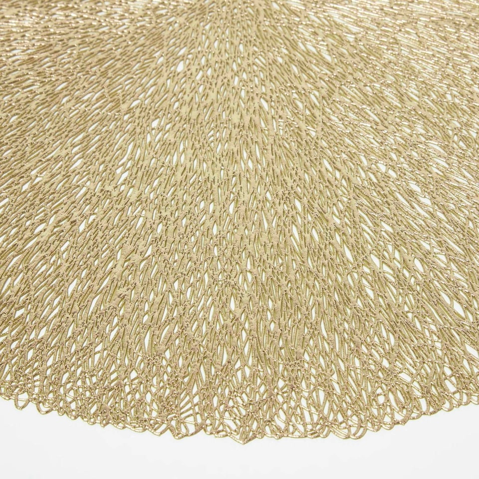 image 1 of Homescapes Set of 4 Round Decorative Gold Placemats