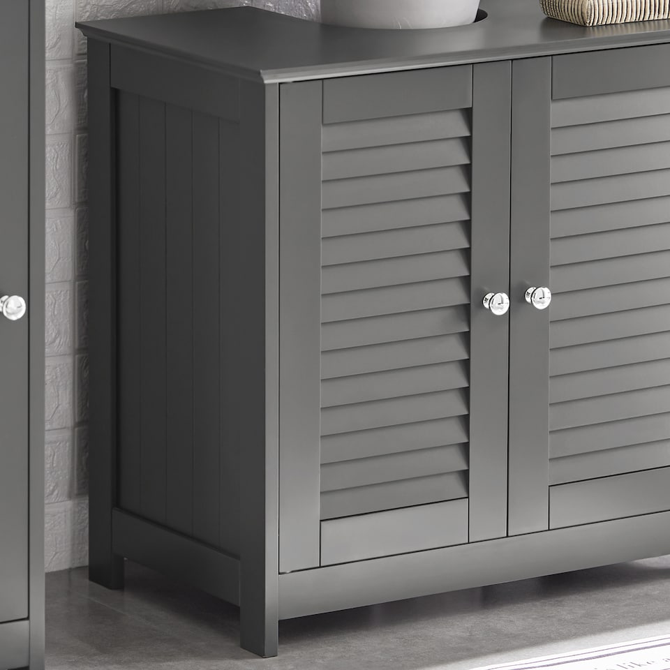 image 1 of SoBuy FRG237-II-DG,Under Sink Bathroom Cabinet with Adjustable Shelves