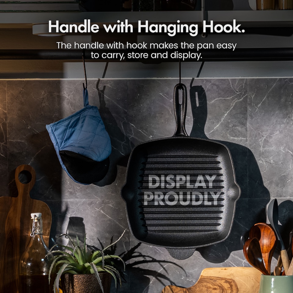 image 1 of VonShef Cast Iron Griddle Pan 10" Pre-Seasoned Non-Stick