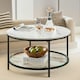 image 1 of 2 Tier Round Faux Marble Coffee Table White