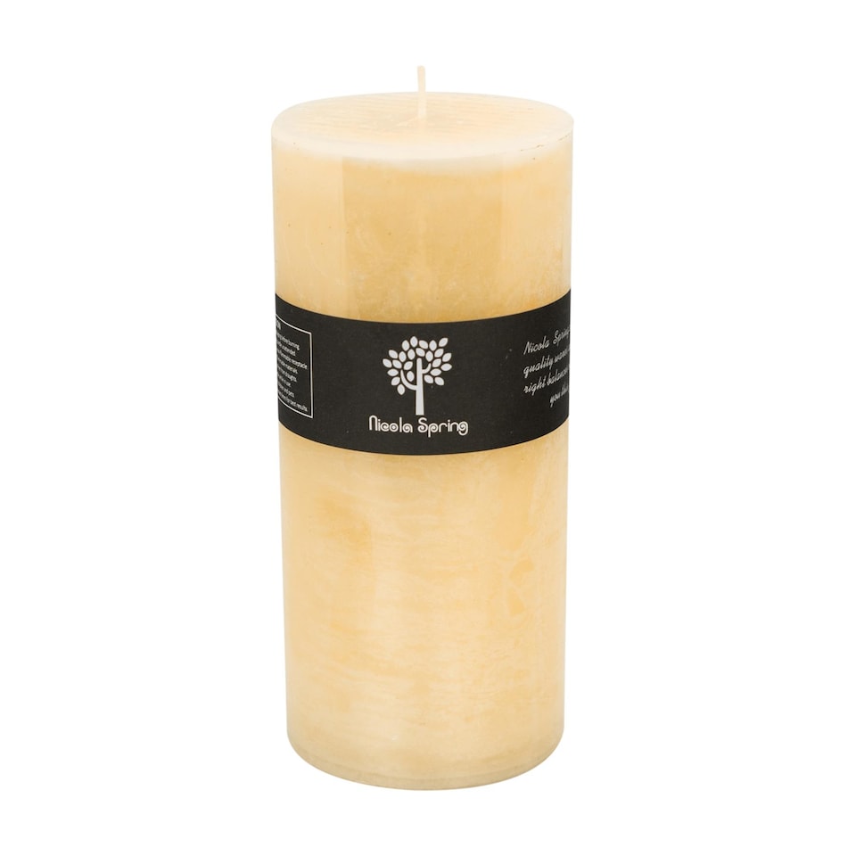 image 1 of Nicola Spring Round Vanilla Pillar Candle - 140 Hours - Cream | Cream | Beige