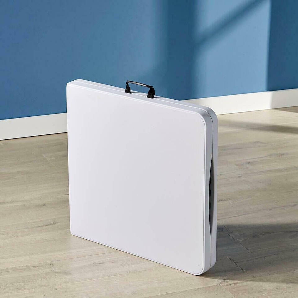 image 1 of Folding Table Trestle Camping Party Picnic BBQ Stall Garden Indoor Outdoor | White