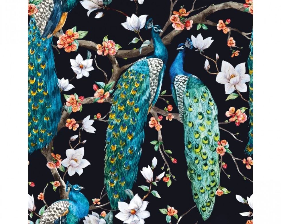 Minerva Black, Turquoise Recycled Digital Printed Velvet Upholstery Fabric per metre - 140cm / 55" Wide