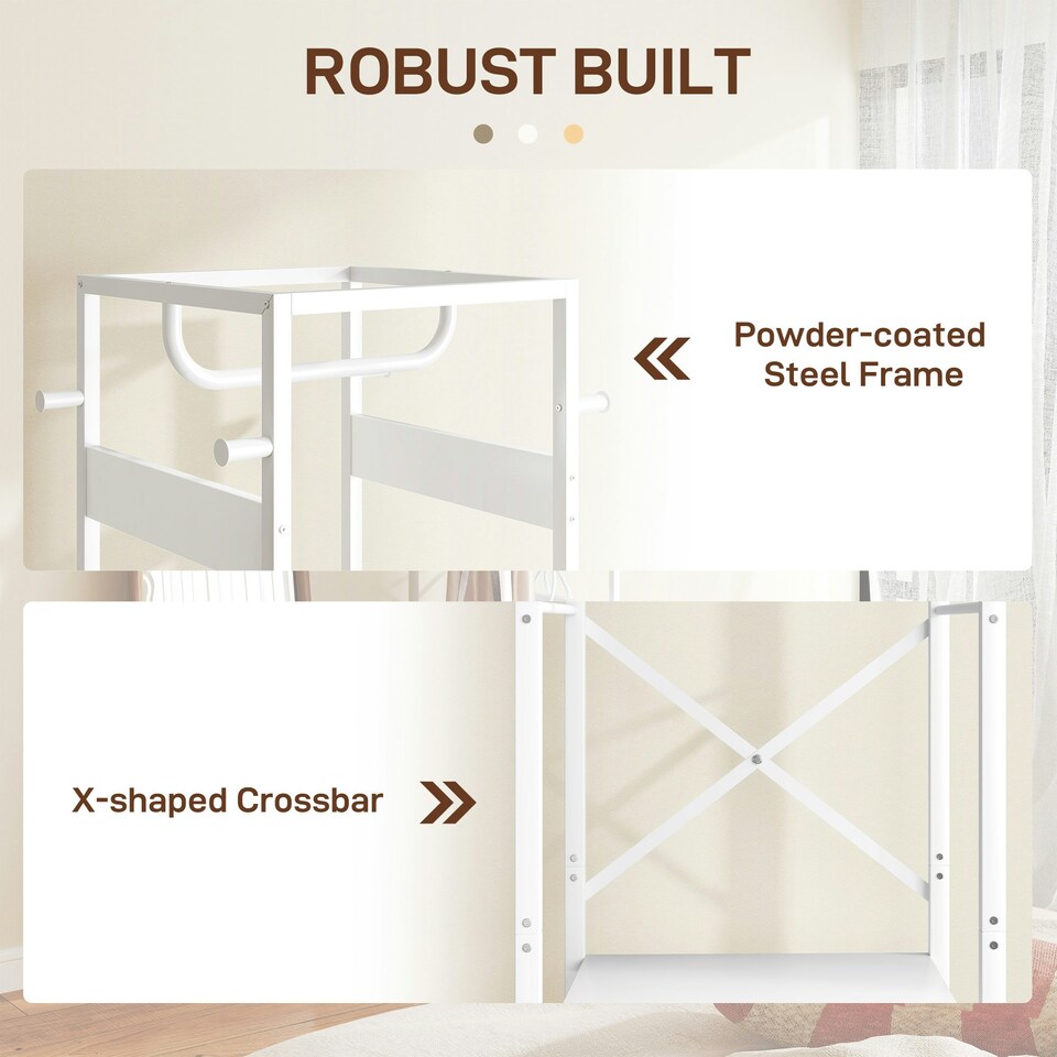image 1 of HOMCOM Clothes Rail with Storage Shelf and Hooks, Clothes Rack, White