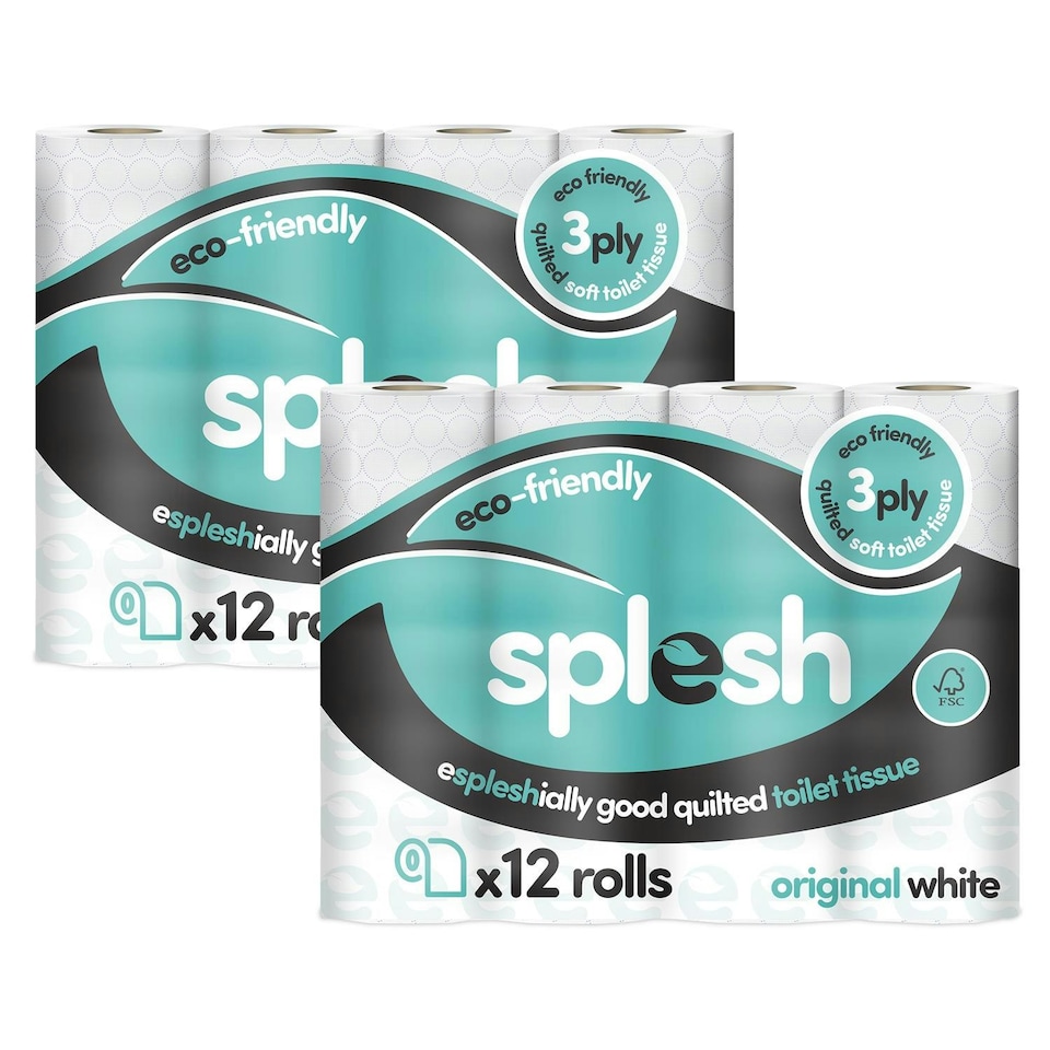 image 1 of Splesh by Cusheen Quilted Luxury White 3 Ply Soft Toilet Tissue Paper 24 Rolls
