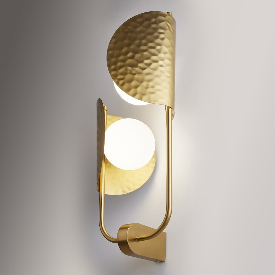 image 1 of Tropic II Modern Wall Lamp Brass 2xG9 White Shade