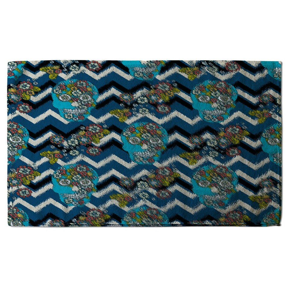 image 1 of Embroidery colorful simplified ethnic skull Blue pattern (Kitchen Towel)