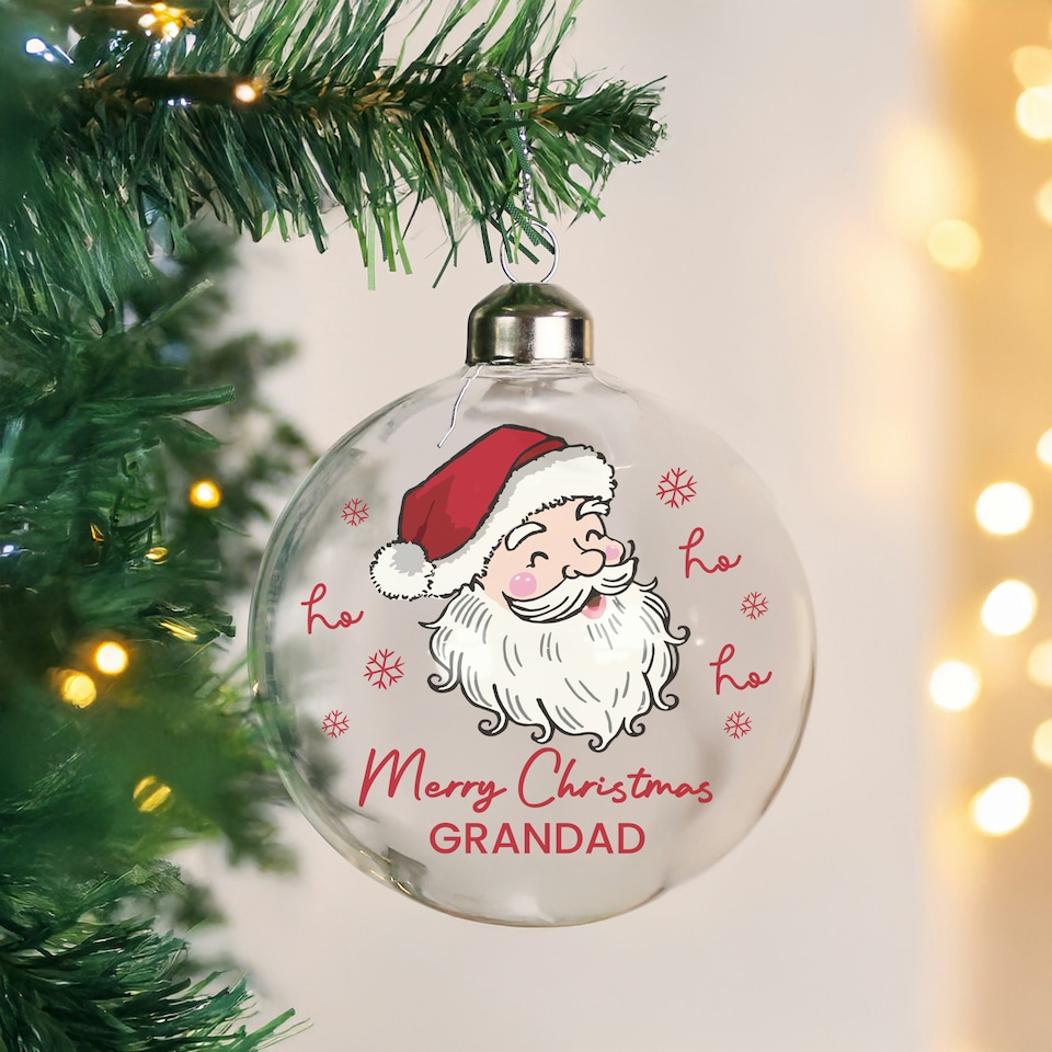 image 1 of Personalised Santa Glass Bauble