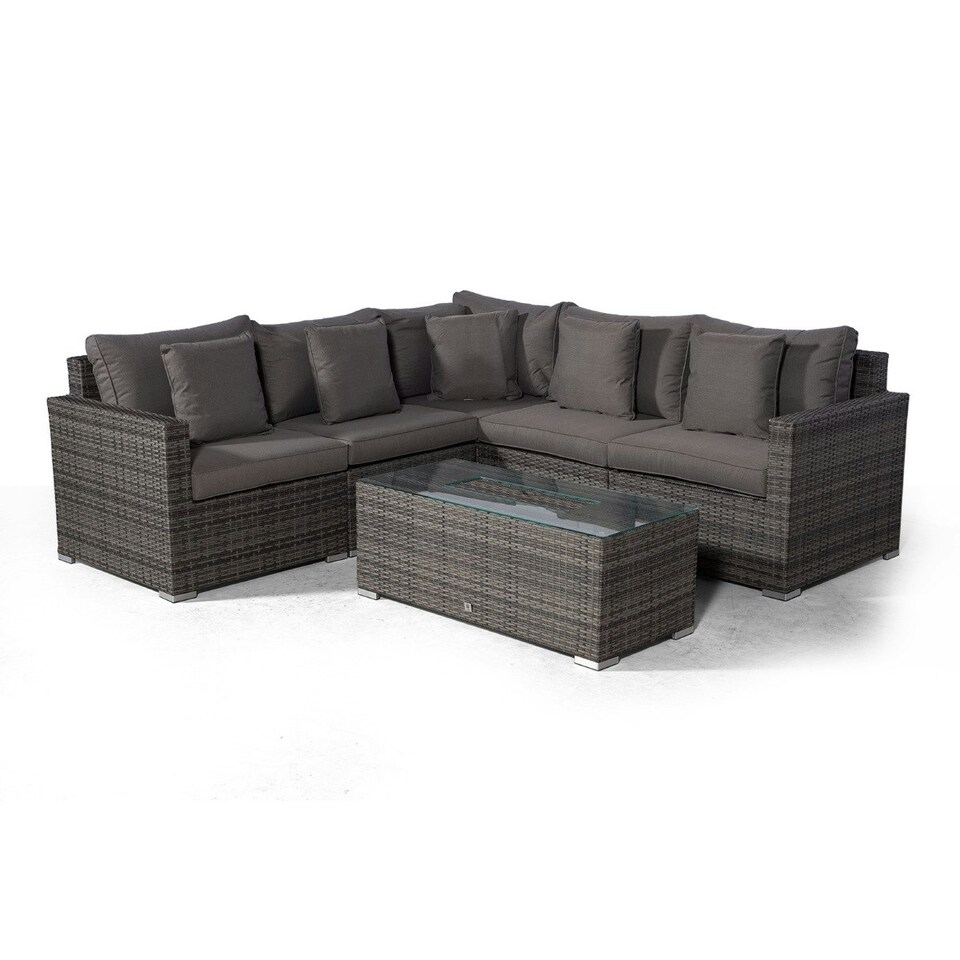 image 1 of Havana 5 Seat Rattan Corner Sofa Set with Drinks Cooler Coffee Table Grey | Grey