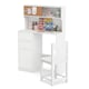 image 1 of COSTWAY Kids Desk and Chair Set Wooden Study Desk with 2 Cabinets