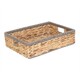 image 8 of Shallow Rectangular Water Hyacinth with Grey Rope Border Storage Basket Brown | Brown | L