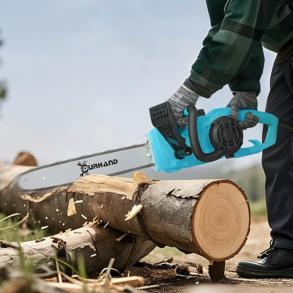 image 1 of DURHAND Electric Chainsaw Garden Tools, 2000 W for Wood, Blue