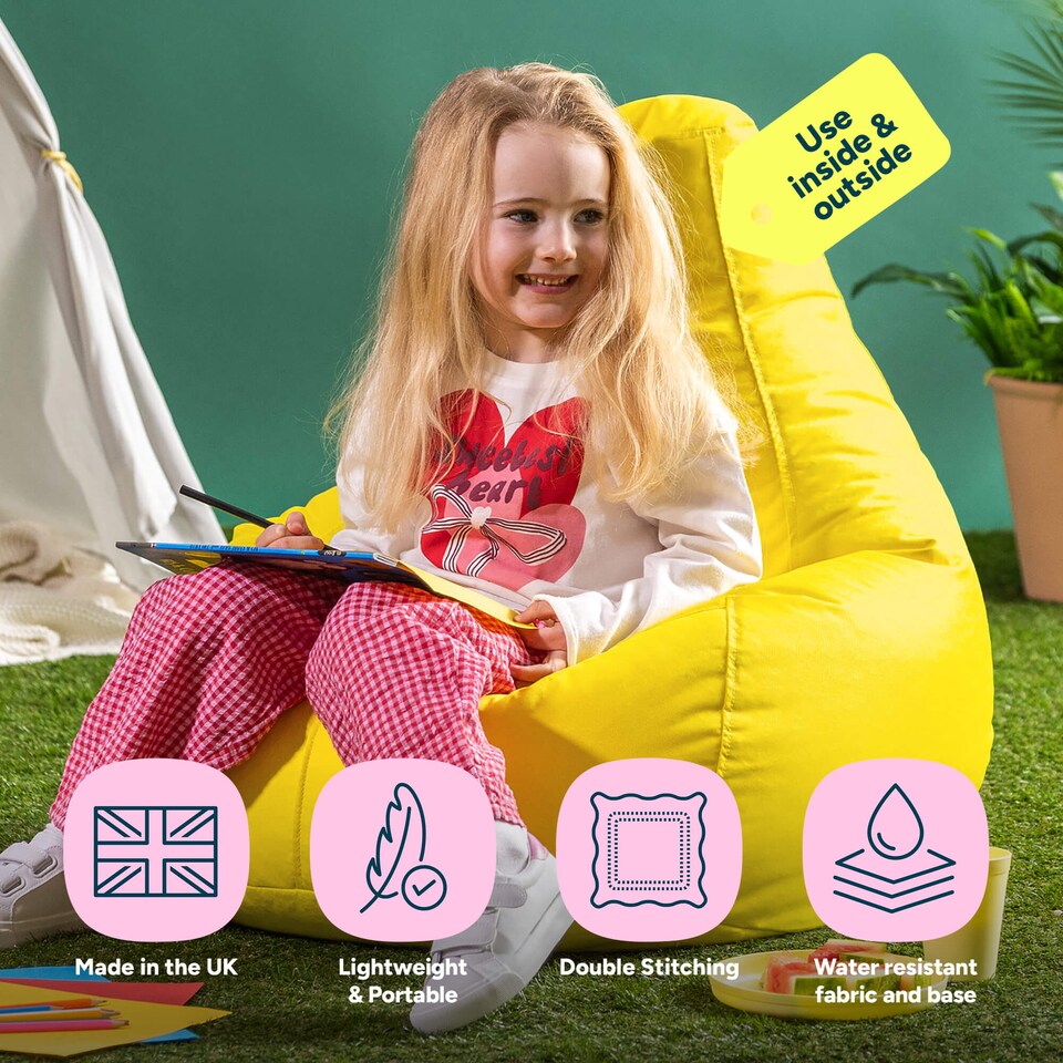 Icon Kids Dalton High Back Indoor Outdoor Bean Bag, Yellow - Tesco ...