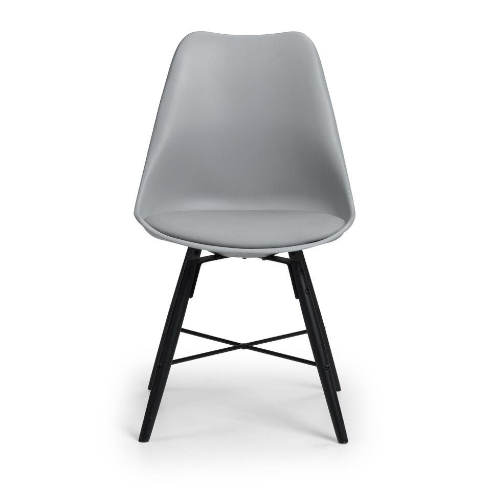 image 1 of Rosedale Elegant Grey Seat & Black Legs Dining Chairs - Set of 2