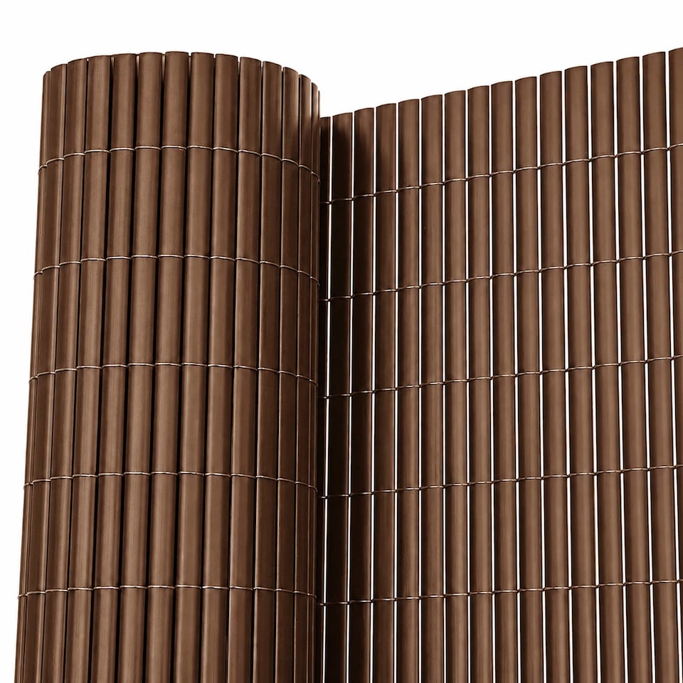 image 1 of 1m x 4m Brown PVC Outdoor Garden Fencing Privacy Screen Roll | Brown | 1