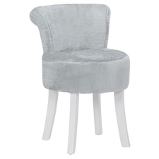 dressing table stool grey velvet Dycanpo Gray Vanity Stool Vanity Chair with Velvet Upholstered, Metal Legs for Living Room, Adult