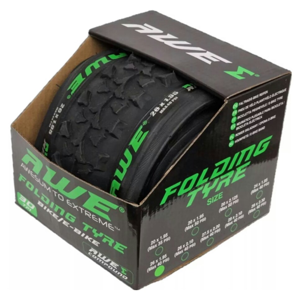 image 1 of AWE AWERide Bike/E-Bike Folding Tyre 26" x 1.95" MTB Tyre 30 TPI
