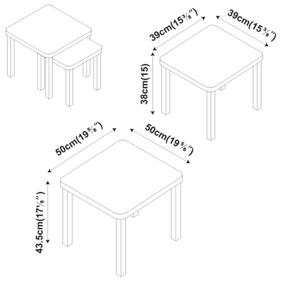 image 1 of URBNLIVING Square Wooden Nesting Stacking Tables Set Of 2 | Multi | Rustic Brown | 2