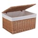 image 1 of Large Light Steamed Cotton Lined Wicker Storage Basket | Brown | Brown