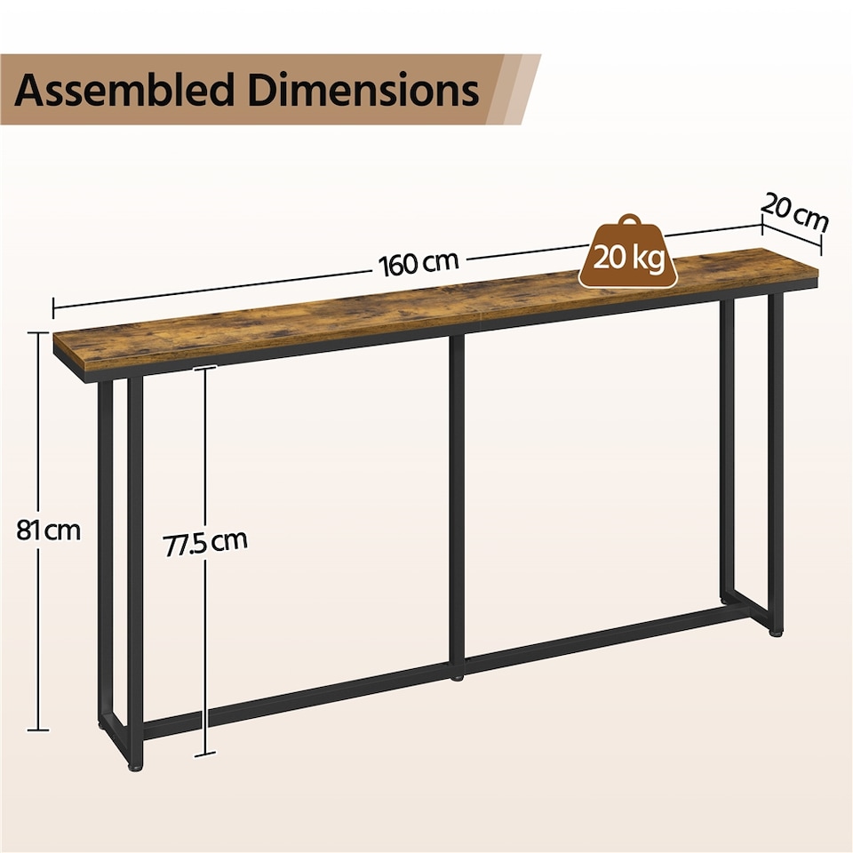 image 1 of Yaheetech Extended Console Table-Rustic Brown | Brown | Rustic Browm | 160 cm L × 20 cm W × 81 cm H | 1