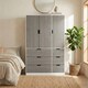 image 3 of RIGA 3 Door 6 Drawer Wardrobe | White | White & Cedar Grey | 10 x 44.5 x 79 | 1