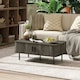 image 2 of HOMCOM Coffee Table with Storage and Sliding Doors for Living Room Grey