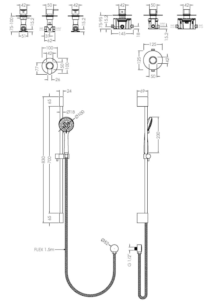 image 1 of 1 Outlet Shower Bundle Stop TapTemperature Control Slide Rail Kit