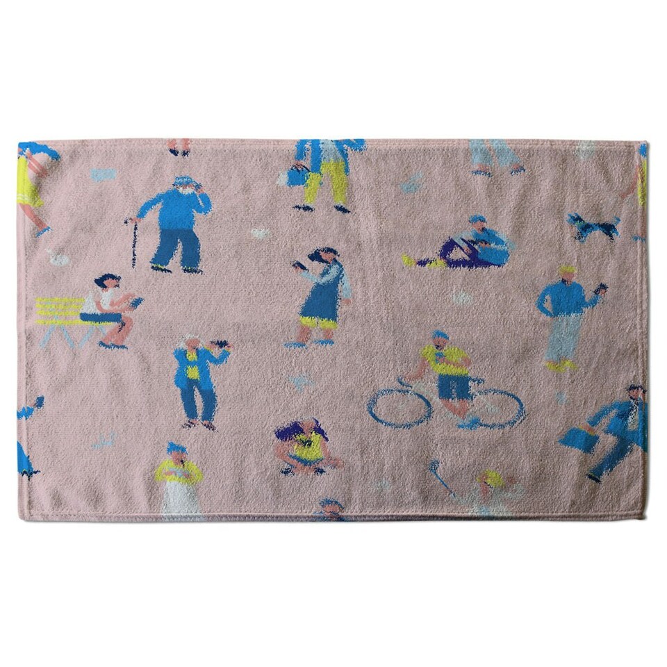 image 1 of different people with mobile phones and gadgets (Kitchen Towel)