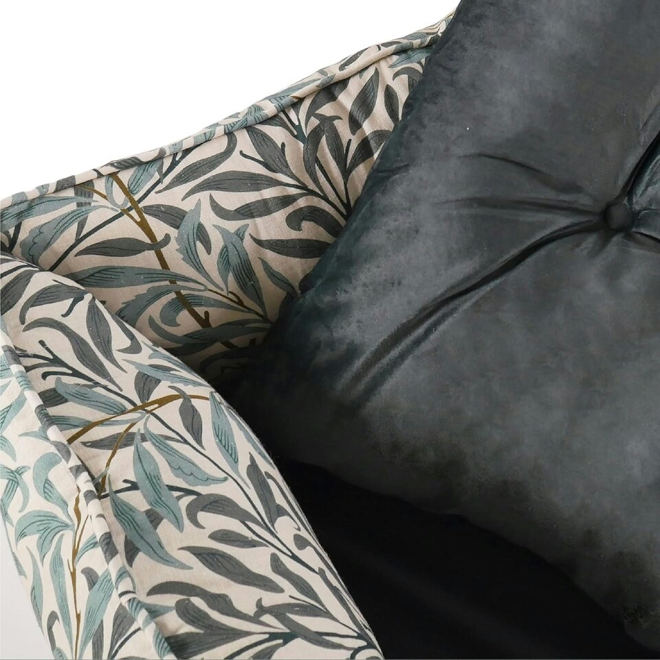 image 1 of Morris & Co Willow Boughs Print Square Box Dog Bed - Large | Green | L | 1