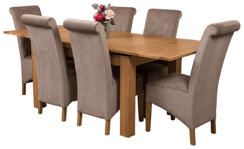 image 1 of Richmond 140-220cm Oak Extending Dining Table & 6 Montana Fabric Chairs | Grey | Grey