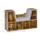 image 5 of HOMCOM Bookcase Storage Shelf with Cushioned Reading Seat, Cube Bookshelf Organizer for Bedroom Living Room, Rustic Brown