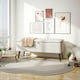 image 2 of HOMCOM Storage Ottoman Bench, Linen Fabric Footstool with Steel Legs Cream White