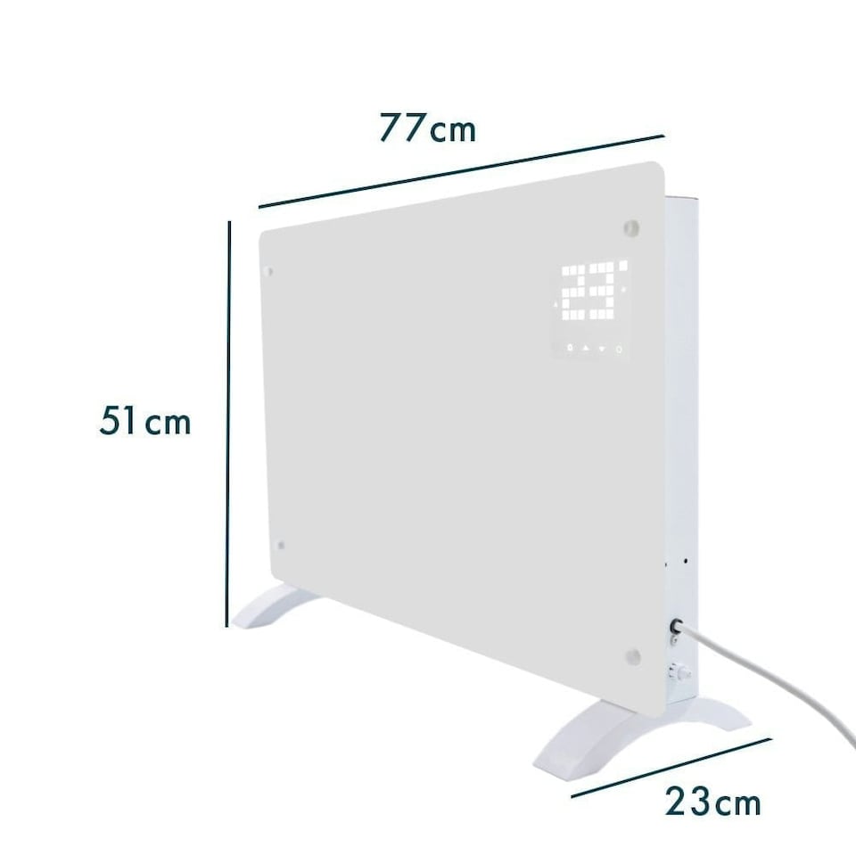 image 1 of Glass Panel Electric Radiator Smart App Control Heater 2KW Wifi LED Wall Mount or Floor Standing Portable 2000W White | White | 1
