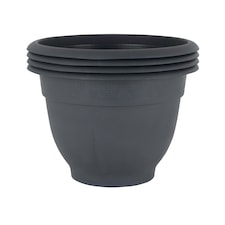 Bell Pot 4x 48cm Round Plastic Garden Planter Black