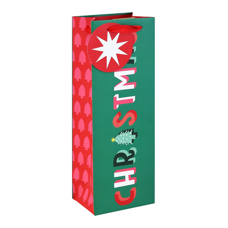image 1 of Merry Christmas Bright Bottle Gift Bag 35cm