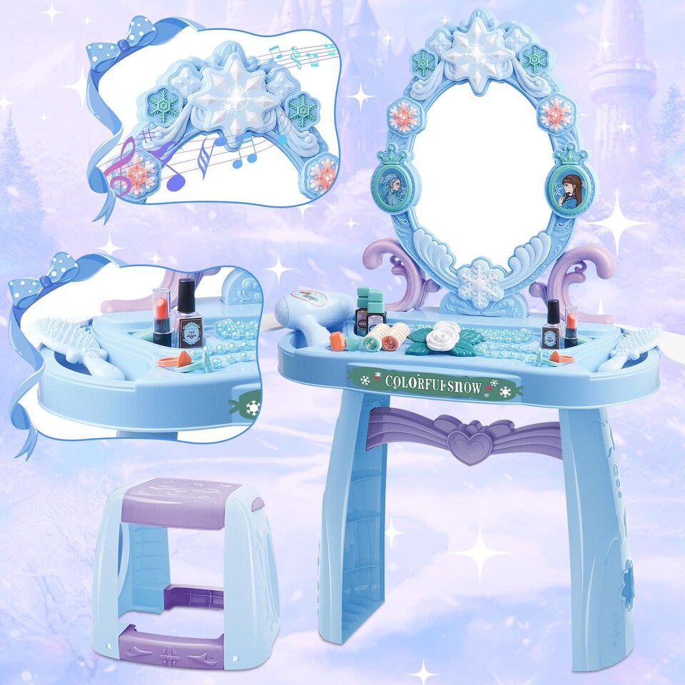 image 1 of Magical Girls Light-Up Makeup Vanity Table Playset