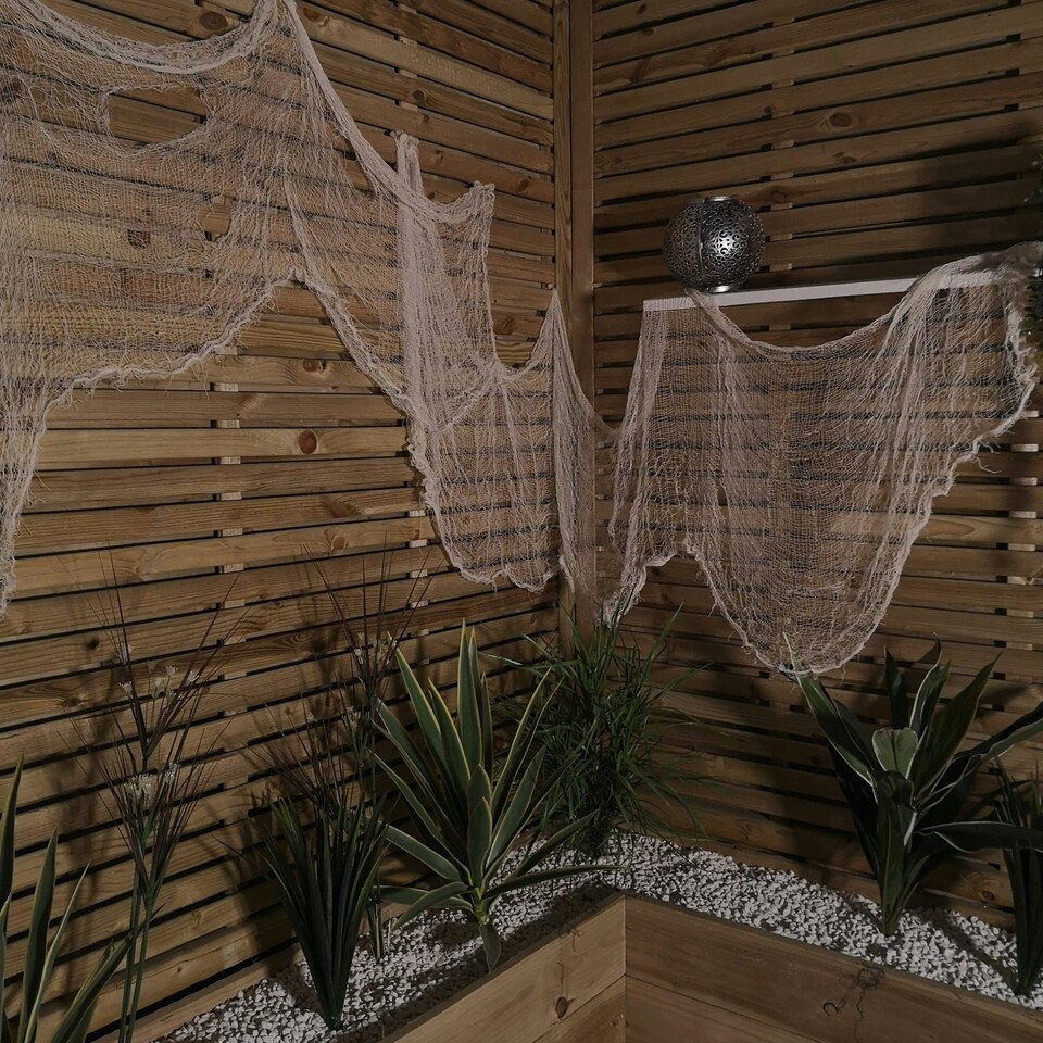 image 1 of Pack of 2 2.9m Halloween Freaky Fabric Net Decoration in Cream