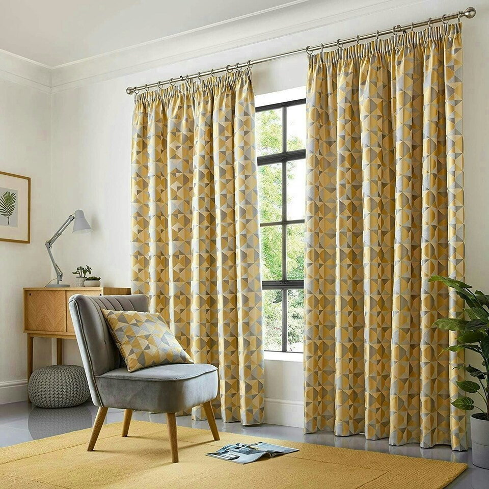 image 1 of Skandi Pencil Pleat Curtains - Ochre - 167 cm x 229 cm