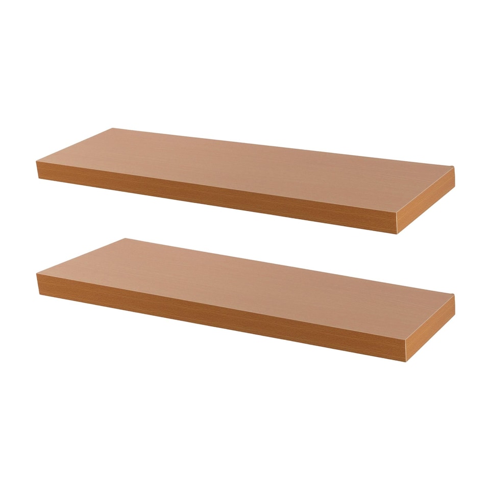 image 1 of Harbour Housewares 100cm Floating Wall Shelf - Photo Gallery Bookshelf Wall Shelves for Storage & Display | Brown | Brown