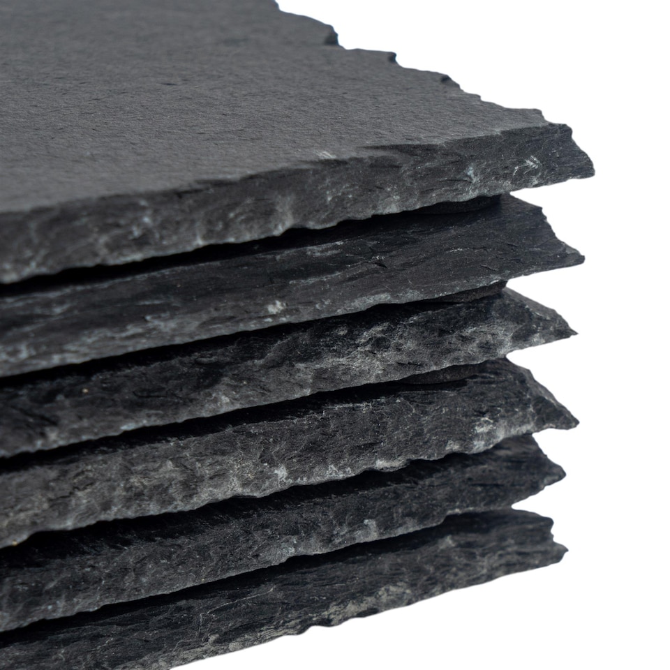 image 1 of Argon Tableware 12 Piece Square Slate Placemats & Coasters Set | Grey | Grey