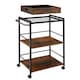 image 1 of Drinks Trolley Worcester - 3 shelves and removable tray, 4 swivel castors with parking brake | Brown | Industrial wood dark, rustic | 65 x 41,50 x 87 cm | 1
